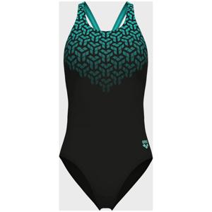 Купальник закритий для жінок Arena KIKKO V SWIMSUIT V BACK GRAPHI чорний, зелений жіночий